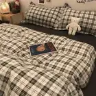 Nordic Grid Bedding Set with Bedsheet Pillowcase Fashion Bed Linen Bedding Set
