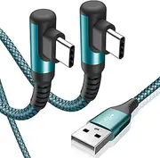 [sweguard] USB Type C Charger Cable Right Angle [1M,2-Pack] iPhone 16 Charger Nylon Braided for iPhone 15 16 Pro Max Plus Samsung Galaxy S24 S23 S22 S21 S20 S10 S9 S8 Note 20 10 A54 Flip Pixel LG Moto