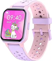 Fitness Tracker Smart Watch for Kids, 1.54'' Smartwatch with Puzzle Games, Pedometer, Heart Rate, APP Control, Sleep Monitor, Alarm Clock, Calorie Step Counter, Birthday for Girls Boys 6-14 (Purple)
