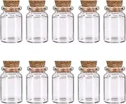 10 Pcs Small Glass Bottles with Cork Lids, Mini Glass Bottles with Stoppers Empty Spell Jars Small Message Bottle Tiny Wishing Bottle Miniature Potion Bottles for DIY Crafts Decoration Wedding Party
