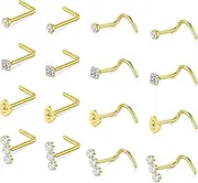 [Briana Williams] 18G 20G Nose Studs Nose Rings Studs for Women Surgical Stainless Steel L Shaped Screw Nose Nostril Piercing Jewelry