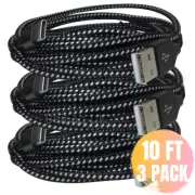 3 Pack USB Type C 3M Charger Cable For Samsung S10 S9 S20 S8 Charging Data Cord