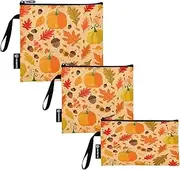 Vibrant Autumn Leaves Orange Reusable Snack Bags and Sandwich Bag Washable Food Storage Bags with Zipper for Kids and Adults (Set of 3: S/M/L)