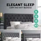 Bed Frame Headboard Double Queen King Single Size Head Bedhead Fabric Grey