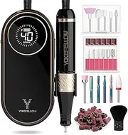 YOKE FELLOW Electric Nail File - Nail Drill Machine for Acrylic Nail Kit with Nail Dust Brush for Dip Powder Manicure Pedicure 40000RPM Rechargeable Nail Drill Gift Set for Women