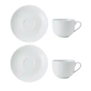 Mikasa Chalk Set of 2 Porcelain Tea Cups and Saucers 220ml White - Robins Kitchen