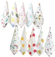 HOOTNEE 10Pcs Cotton Towel Soft Facial Towels for Boy Girl Saliva Towels Washcloths for Newborns for Easy Cleaning and Gentle Care