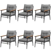 Livsip 6x Outdoor Chairs Furniture Garden Patio Armchair Lounge Sofa Black