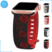 Silicone Floral Strap For Apple Watch Women Fashion Bracelet Band 38 40 41 42mm