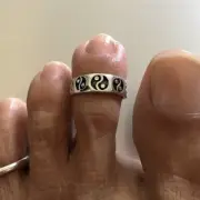 Sterling Silver Yin Yang Band Toe Ring, Boho Ring, Yoga Ring, Silver Ring