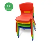 6x New Kids Plastic Chair in Mixed Colours Up to 100KG