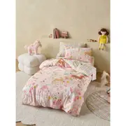 Linen House Kids Unicorn Fields Bed Quilt Cover Home Bedding Set - Pink