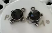 Authentic Pandora Melanite Medallion Earrings Charm #290627ME