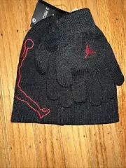 Nike Jordan Jumpman Youth Kids Unisex BEANIE GLOVES Hat 2 PC GYM RED NWT