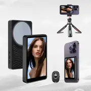Phone Vlog Selfie Monitor Screen, Wireless Remote Back Camera Monitor, No Latency, Selfie/Vlogging/Live Streaming Compatible with iPhone Android (Black)