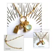 Dogeared 14K Gold Vermeil Lock, Key, Blue Chalcedony & SwarovskIi Crystal BOXED