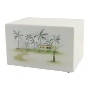 Large/Adult Tropical Getaway Box Funeral Cremation Urn for Ashes 200 Cubic Inch