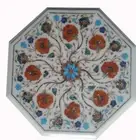12'' Octagon side end Marble Table Top Semi Precious Stones Inlaid Floral Art