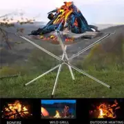 Portable Outdoor Fire Pit Grill Collapsing Steel Mesh Fire Stand Stainless Steel