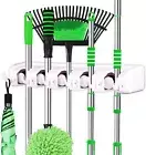 Wall Mount Mop and Broom Holder, 5 Position 6 Hooks Garage Storage Rack Tool