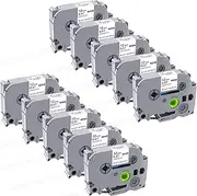 Tze Tz Tape 12mm 0.47 Laminated White Replace for Brother P Touch Label Maker Refill TZE-231 TZ231 TZE23110PKB, White Cartridges for Ptouch Model PT-D201 PT-D210 PT-H110 Printers, 10-Pack