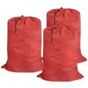 Washable Travel Laundry Bag with Drawstring (3 Pack), Large Dirty Red 3