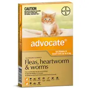 Advocate Cat & Kitten 0-4kg Orange Spot On Flea Wormer Treatment 1 Pack