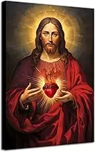FYARTKJ Framed Sacred Heart of Jesus Picture Canvas Wall Art Jesus Divine Mercy Poster Prints Christian Religious God Artwork Home Living Room Bedroom Decoration