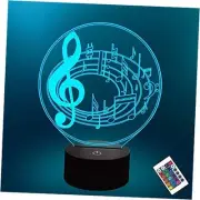Lampeez 3D Music Note Night Light Illusion LED Lamp,16 Color Change Remote