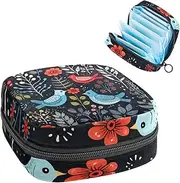 Period Bag,Sanitary Napkin Storage Bag,Bird Plant Flower Forest,Tampon Holder for Purse