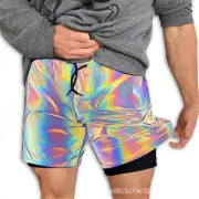 Mens Summer Reflective Shorts Night Running Sweatshorts Short Pants Beach