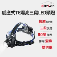 在飛比找momo購物網優惠-【OMyCar】感應式T6爆亮三段LED頭燈(停電 超強光 