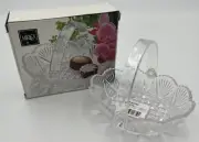 Vintage Mikasa Georgetown Crystal Basket W/ Handle Cut Fan Criss Cross 5.5" NIB