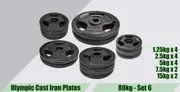 Total 80kg Set6 Olympic Cast Iron Weight Plate Set - Energetics Home Gym