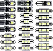 23PCS LED Car Bulbs T10 Led Interior Car Lights 5050 W5W 6500K Canbus Error Free LED Bulbs Kit with Decoding Light for Car Interior Dome Map Door Courtesy License Plate Lights 8 Models White