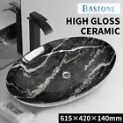 Bath Oval Black Ceramic Hand Wash Art Basin Vanity Sink Bowl Above Counter Top