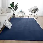 Area Rug Playmat for Kids, 1cm Thick Coral Velvet Non-Slip Fluffy Carpet, Modern Washable Soft Fur Floor Play Mat Throw Rugs for Living Room,Bedroom,Playroom (Navy Blue, 160x80cm)
