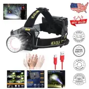 150000 Lumens Rechargeable LED Headlamp with Motion Sensor - Waterproof & Bright