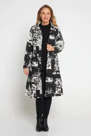Carlton L/S Fleece Lined Coat - Black/White Patch