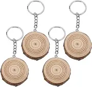SAFIGLE Unfinished Round Disc Keychains 4pcs Hand-Painted Wood Keyrings DIY Craft Supplies