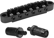 Yootones Tune-O-Matic Roller Saddle Guitar Bridge with Post Hole 6.3mm Replacement Set Compatible with Les Paul LP SG 6 String Electric Guitars (Black)
