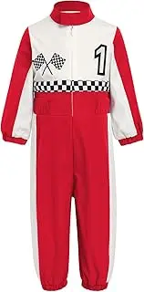 IBTOM CASTLE Toddler Boys Girls 1st 2nd Birthday Outfits Race Car Driver Costume Long Sleeve Romper Halloween Racer Jumpsuit