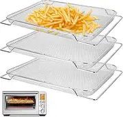 3Pcs Stainless Steel Air Fryer Basket for Breville Smart Oven Air Fryer Pro, Replacement Mesh Baskets Air Fryer Accessories Basket for Breville BOV900 Smart Air Fry Oven (16.5"D x 11.8"W x 0.75"H)