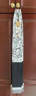 Brand New Demdaco Black White Bird Birds Floral Flower Print Kitchen Boa