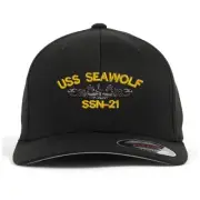 Uss ssn-21 embroidered stretch flex fit baseball cap (size S/M, L/XL, XXL)