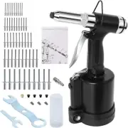 Wadoy Air Rivet Gun Pneumatic Kit with 5 Nosepieces 1/4" 1/8" 3/16" 3/32" and...