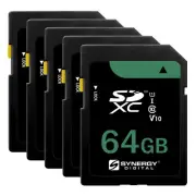 Synergy Digital 64GB, SDXC UHS-I Memory Cards - Class 10, U1 - Pack of 5