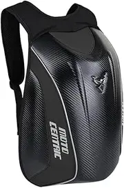 mjmoto Motorcycle Backpack Waterproof Carbon Fiber Rider Backpack Hard Shell Reflective Motorbike Travel Suitcase