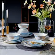 Bone China Plates and Bowels,12-Pieces Dinnerware Sets, Highly Chip and Crack...