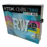 Retro Japanese TDK Blank CD-RW Multicolor 5 Pack Cd's 700 mb